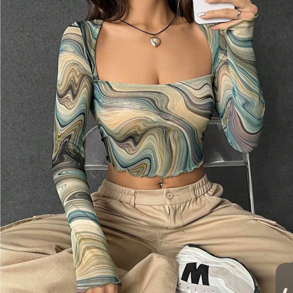 Multicolor Swirl Long Sleeve Top